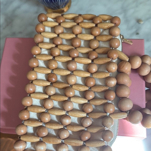 Cult Gaia Natural Wooden Bead Bag The Cora 9.5 By 5.5 - Picture 4 of 11